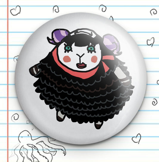 Black Goth Sheep Meme 1.25 inch Button