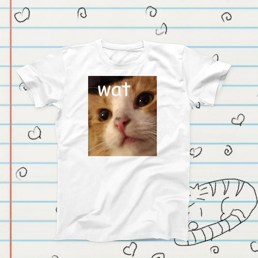 Wat Orange Cat Meme Novelty T-Shirt