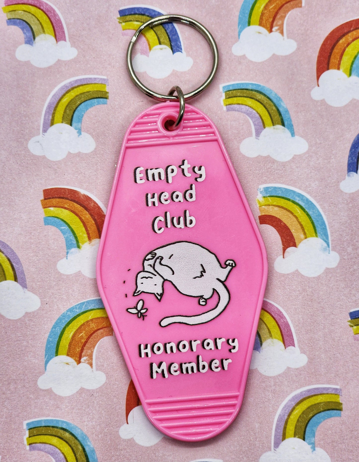 Empty Head Club Honorary Member Cat Pink Acrylic Hotel Keychain