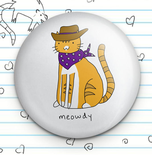 Meowdy Cowboy Cat 1.25" Button
