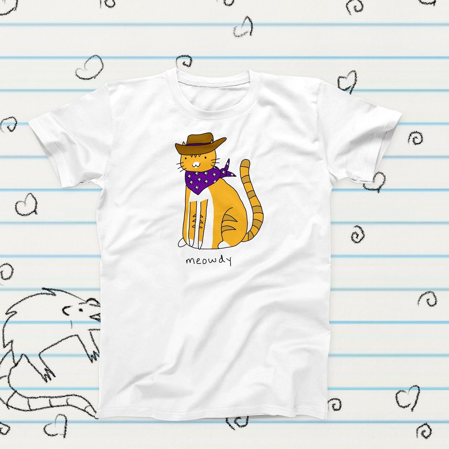 Meowdy Howdy Cowboy Cat Meme Novelty T-Shirt