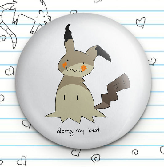 Copycat Mimikyu Electric Ghost Friend 1.25" Button, Ghost Type Lover, Mimic Ghost Fan, Video Game Lover, Gamer Fan Gift, Kawaii Cute Funny