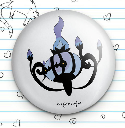 Nightlight Ghost Candle Friend 1.25" Button, Ghost Type Lover, Purple Blue Ghost Fan, Video Game Lover, Gamer Fan Gift, Kawaii Cute Gift