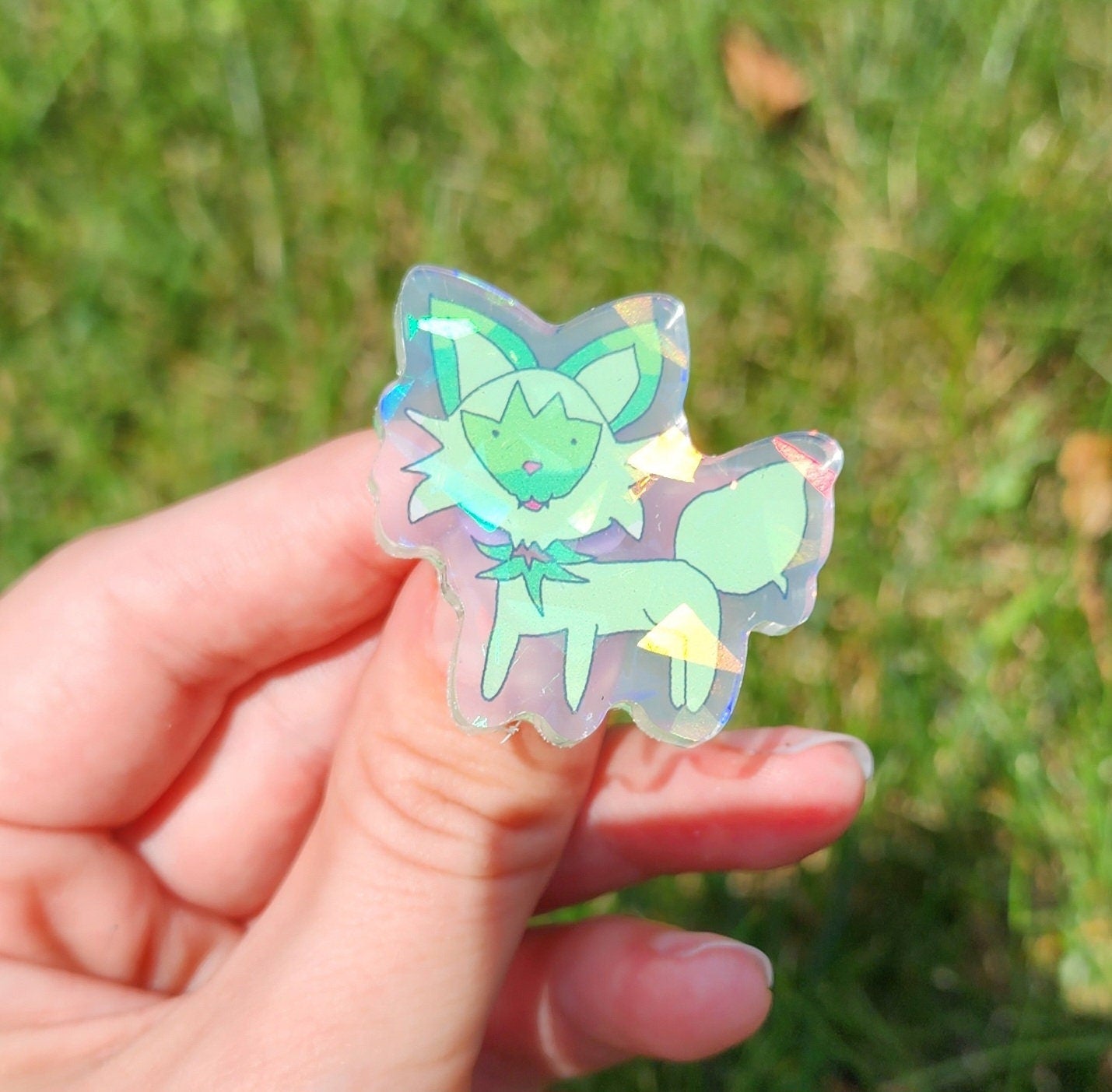 Snack Wrap Grass Type Friend Acrylic 1.5 inch Pin, Grass Type Acrylic Pin, Gamer Gift, Video Game Pin, Witchy Aesthetic, Cute Grass Type