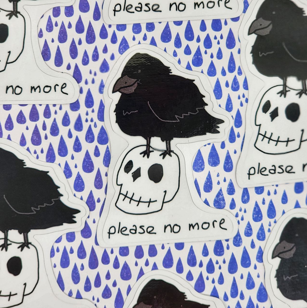 Please No More Nevermore Raven 3" Vinyl Die-cut Sticker